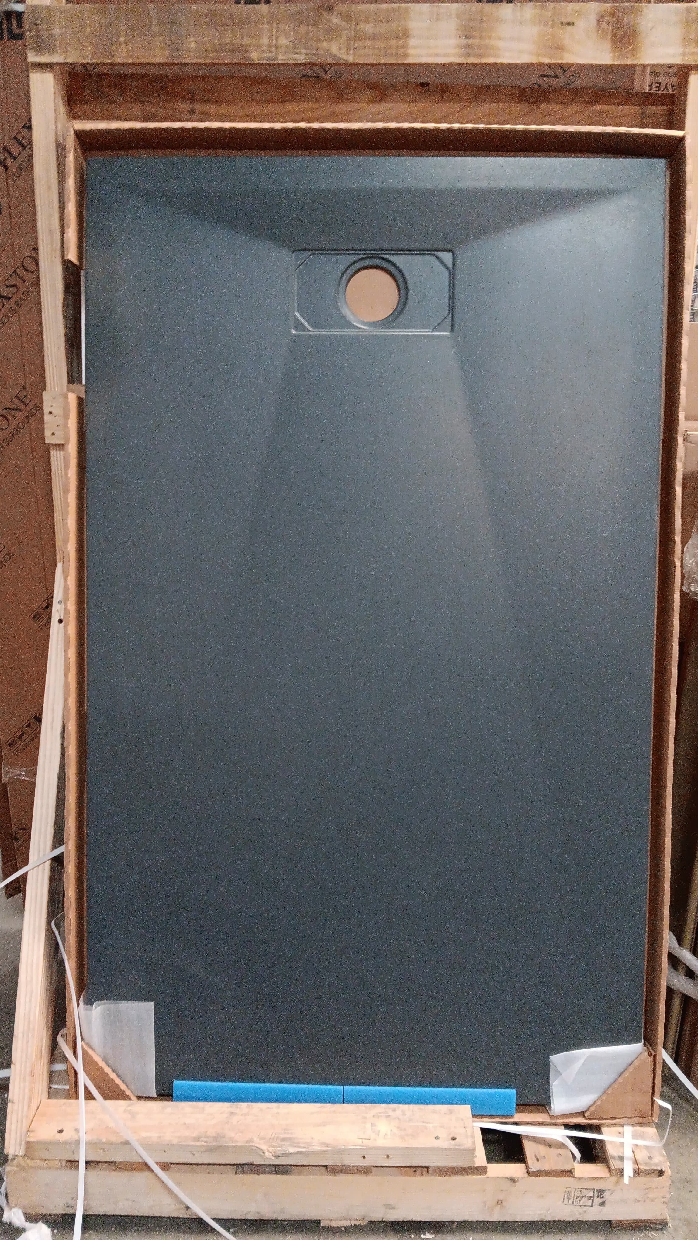 36 in. W x 60 in. L x 1.125 in. H Alcove Solid Composite Stone Shower Pan Base with L/R Drain in Graphite Sand