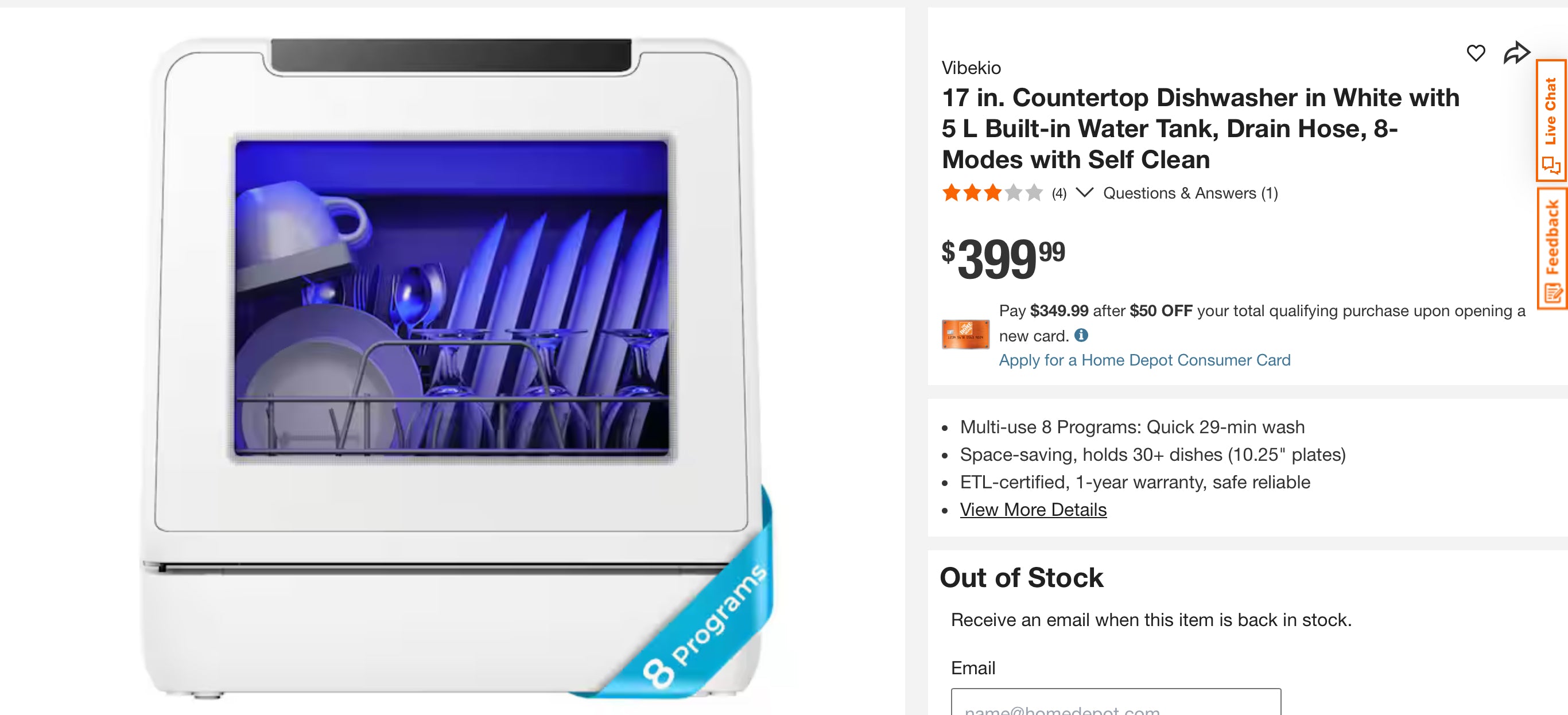 17 in. Countertop Dishwasher in White with 5 L Built-in Water Tank, Drain Hose, 8-Modes with Self Clean