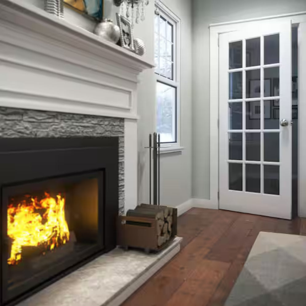 30 in. x 80 in. Clear Glass 15-Lite True Divided White Finished Solid French Interior Door Slab