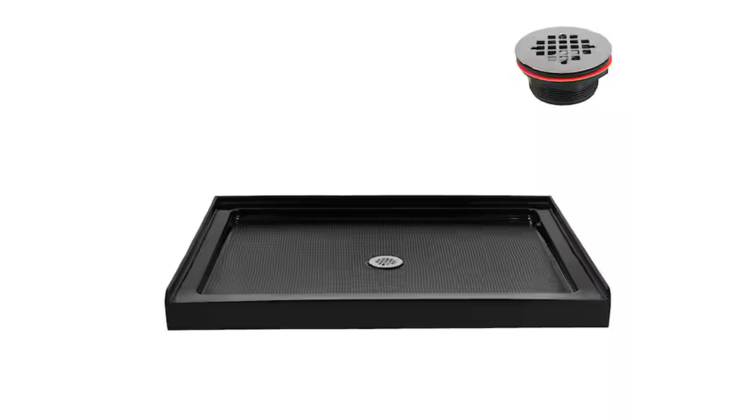 8 in. L x 36 in. W Alcove Acrylic Shower Pan Base in Glossy Black
