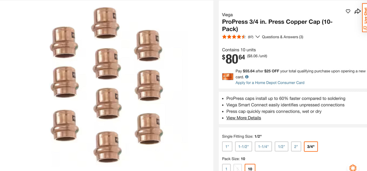 Copper Propress Template.pdf ProPress 3/4 in. Press Copper Cap (10-Pack) – ECE Liquidations LLC