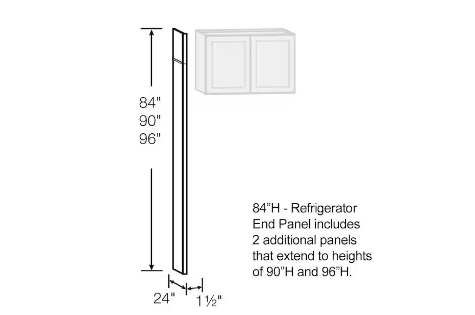 Shaker 24 in. W x 84 in. H x 1.5 in. D Refrigerator End Panel Kit With Panel Height Extenders in Dove Gray