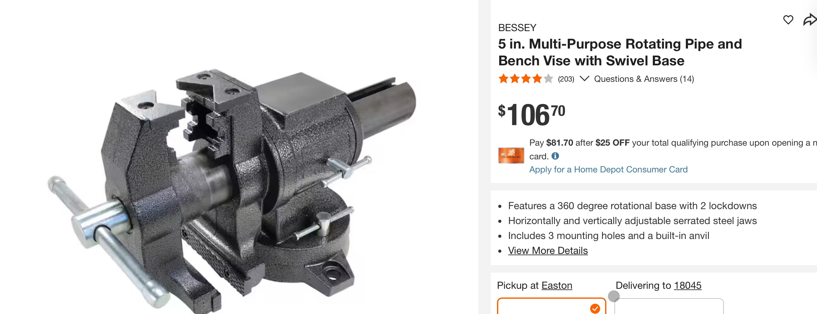 5 in. Multi-Purpose Rotating Pipe and Bench Vise with Swivel Base