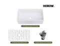 White Fireclay 33 in. L x 18 in. W Rectangular Single Bowl