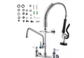 Wall-Mounted Brass Kitchen Faucet, 21 in. Tall, 8 in. Installation Width, Includes 12 in. Rotating Spout