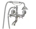 Vantage 3-Handle Wall Mount Claw Foot Tub Faucet with Telephone Hand Shower in Brushed Nickel