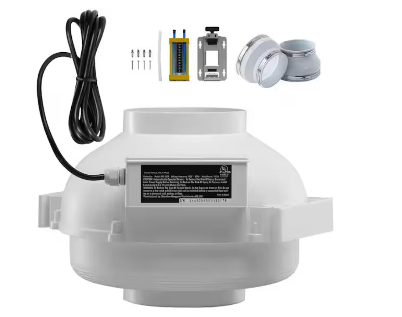 6 to 4.5 in. Radon Fan Installation Kit, Quiet 380 CFM Radon Mitigation Fan System Kit, Waterproof Inline Duct Fan