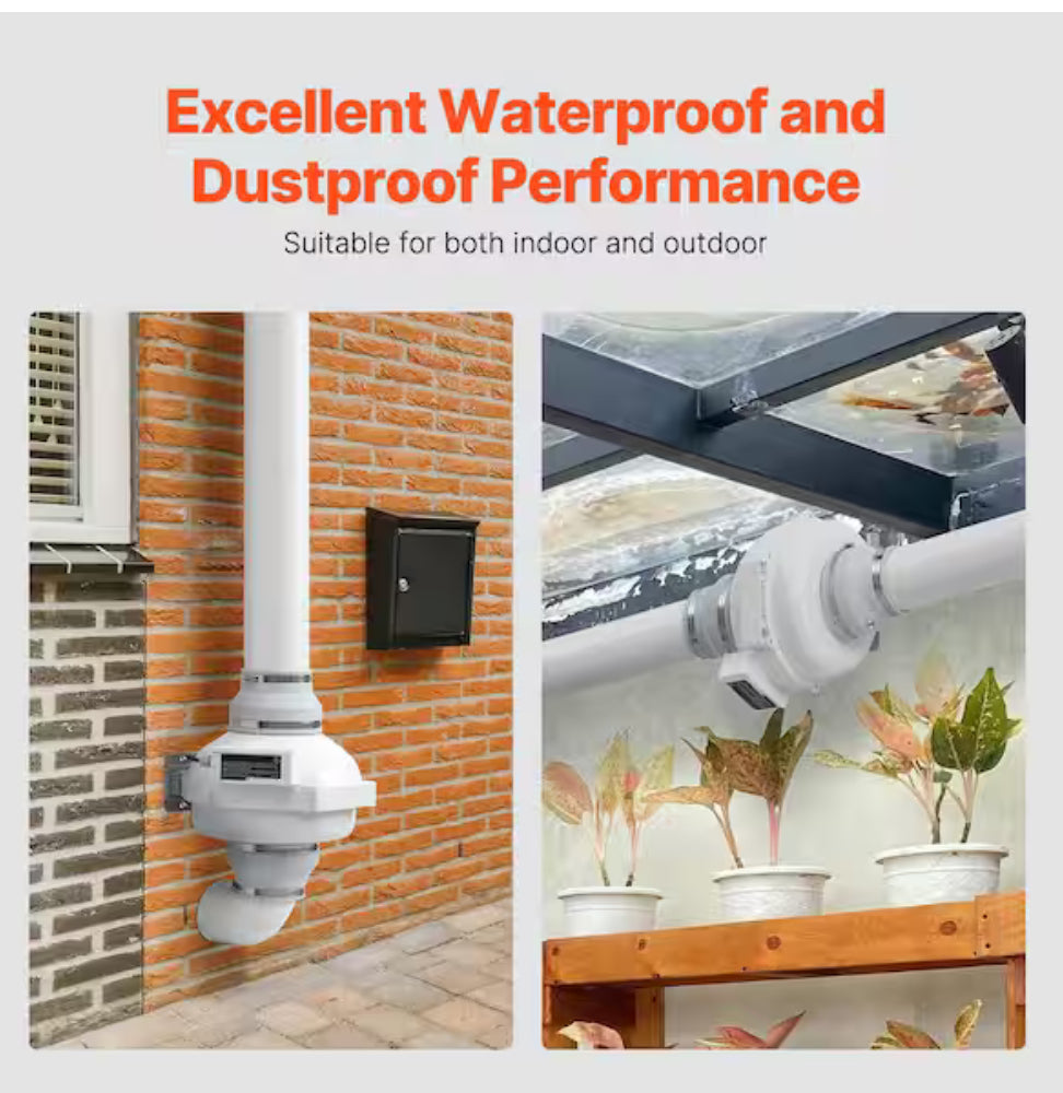 6 to 4.5 in. Radon Fan Installation Kit, Quiet 380 CFM Radon Mitigation Fan System Kit, Waterproof Inline Duct Fan