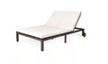 2-Person Wicker Outdoor Day Bed Rattan Recliner Chair Chaise Lounge Daybed with Wheels and White Cushion