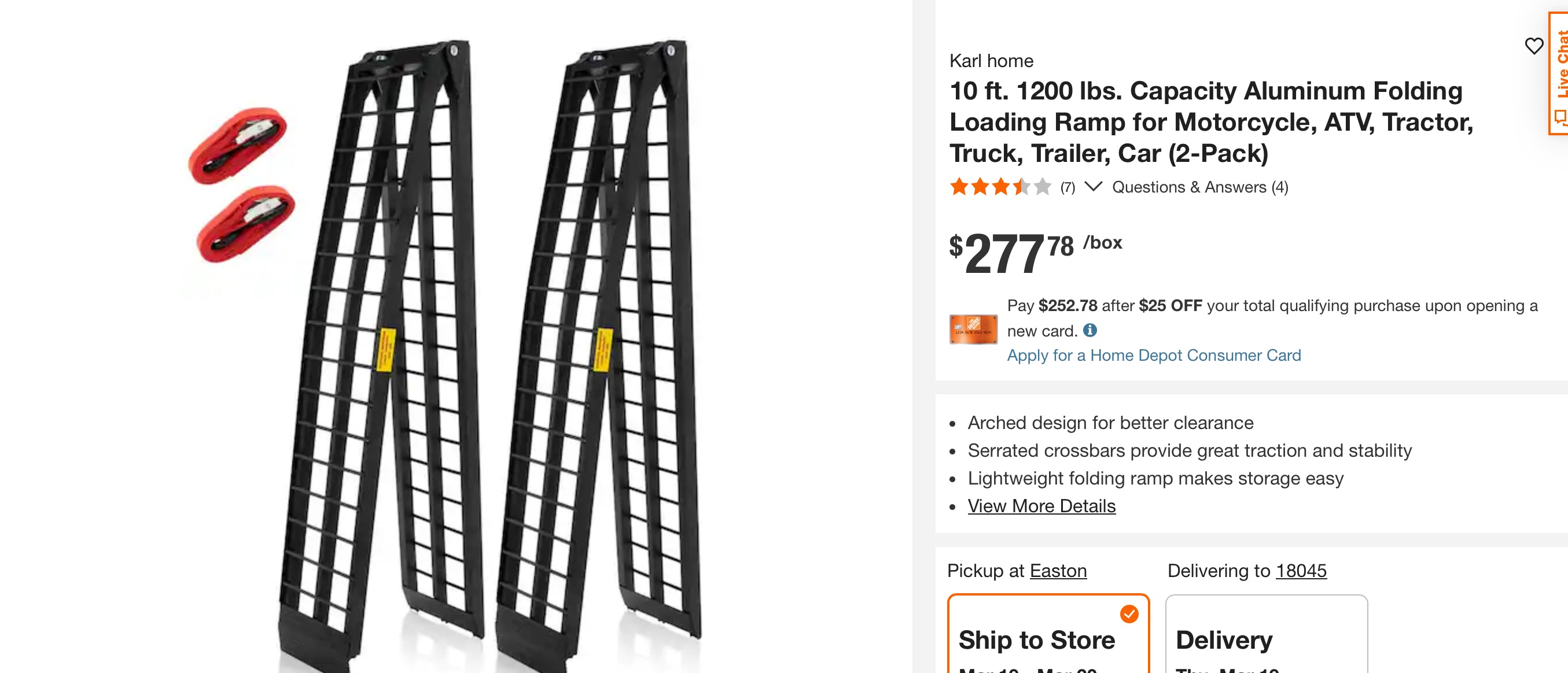 10 ft. 1200 lbs. Capacity Aluminum Folding Loading Ramp for Motorcycle, ATV, Tractor, Truck, Trailer, Car (2-Pack)