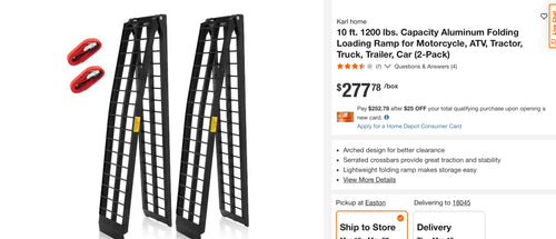 10 ft. 1200 lbs. Capacity Aluminum Folding Loading Ramp for Motorcycle, ATV, Tractor, Truck, Trailer, Car (2-Pack)