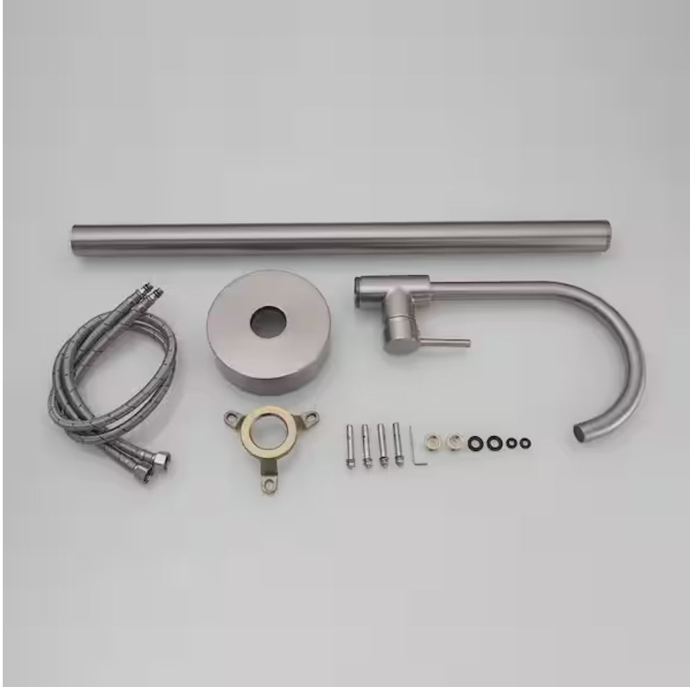 Single-Handle Freestanding Tub Faucet Floor Mount Tub Filler Tub Spout Function Without Handheld Spray in Brushed Nickel