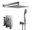 12 in. 2-Jet High-Pressure Rainfall Bathroom Shower System in Brushed Nickel with Square Head and Handheld Showe