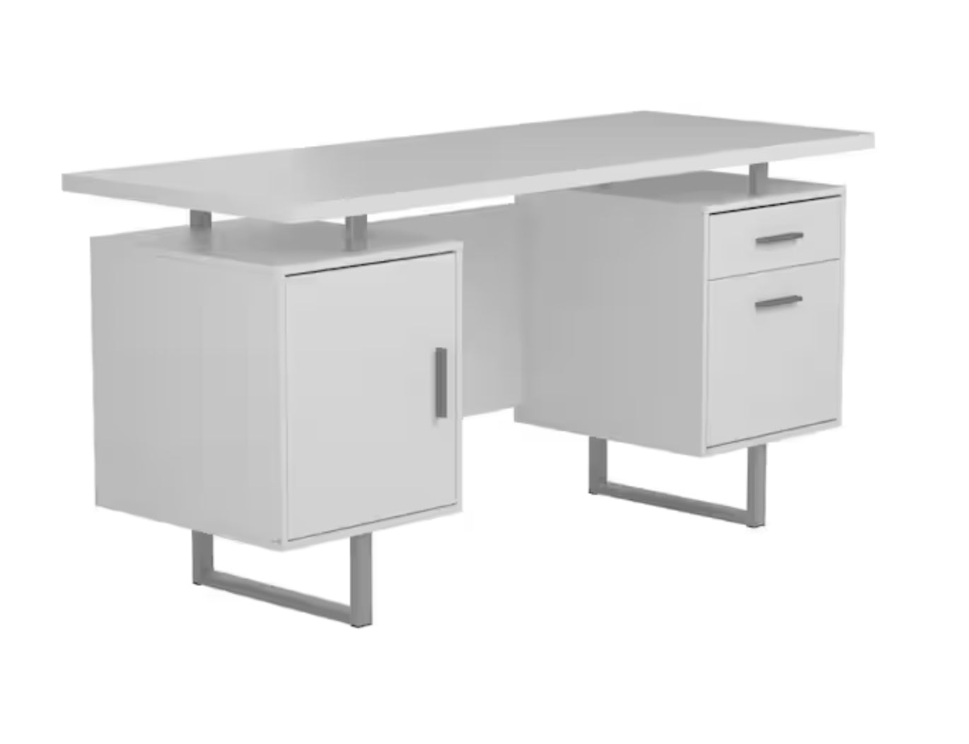 Lawtey 60 in. W White Gloss Floating Top Office Desk
