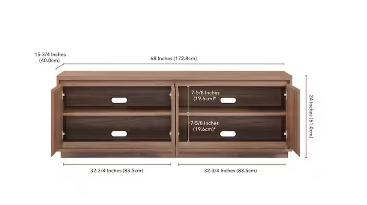 Presque 68 in. Satin Walnut TV Stand Fits TV's up to 75 in.