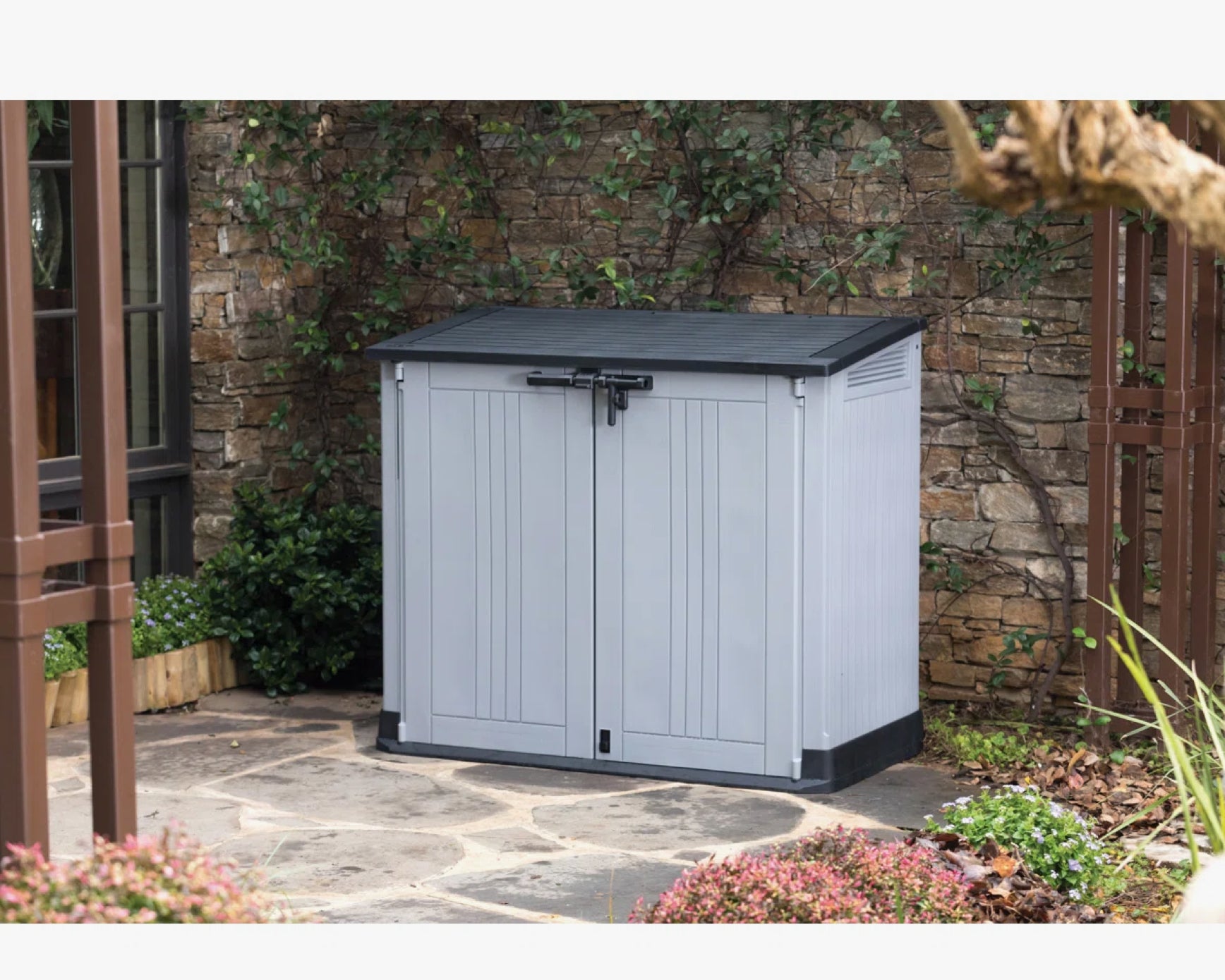 Keter Store It Out Prime Durable Resin Outdoor Storage Shed With Floor and Double Doors for Garden Patio Furniture and Tools