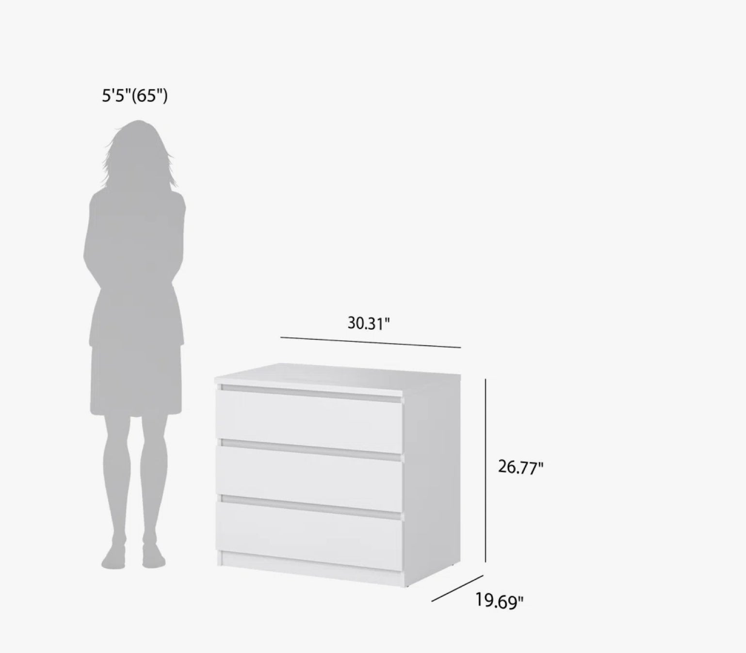 Jada 3 Drawer 30.31" W Dresser