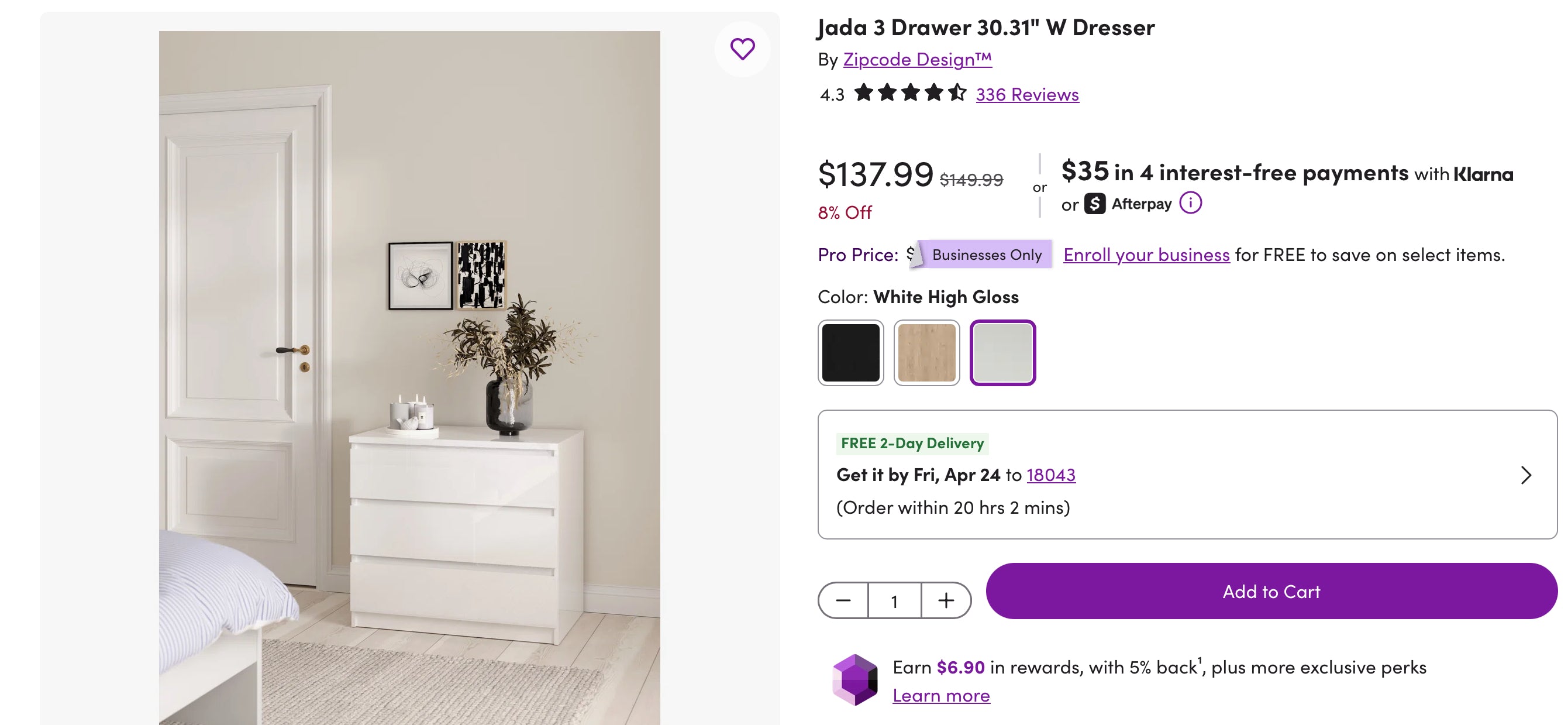 Jada 3 Drawer 30.31" W Dresser