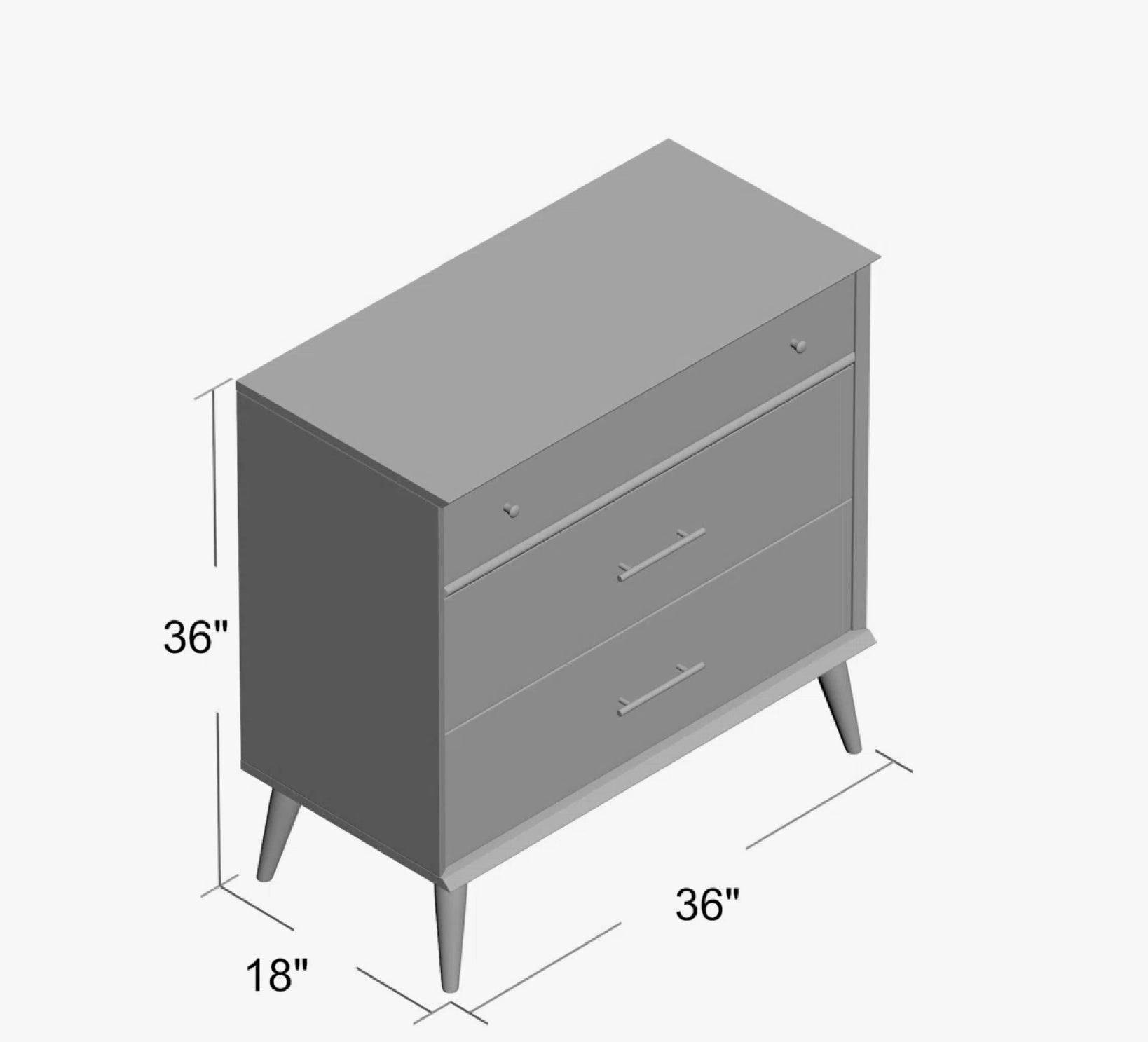 Ashlie 3 Drawer 36" W Solid Wood Dresser