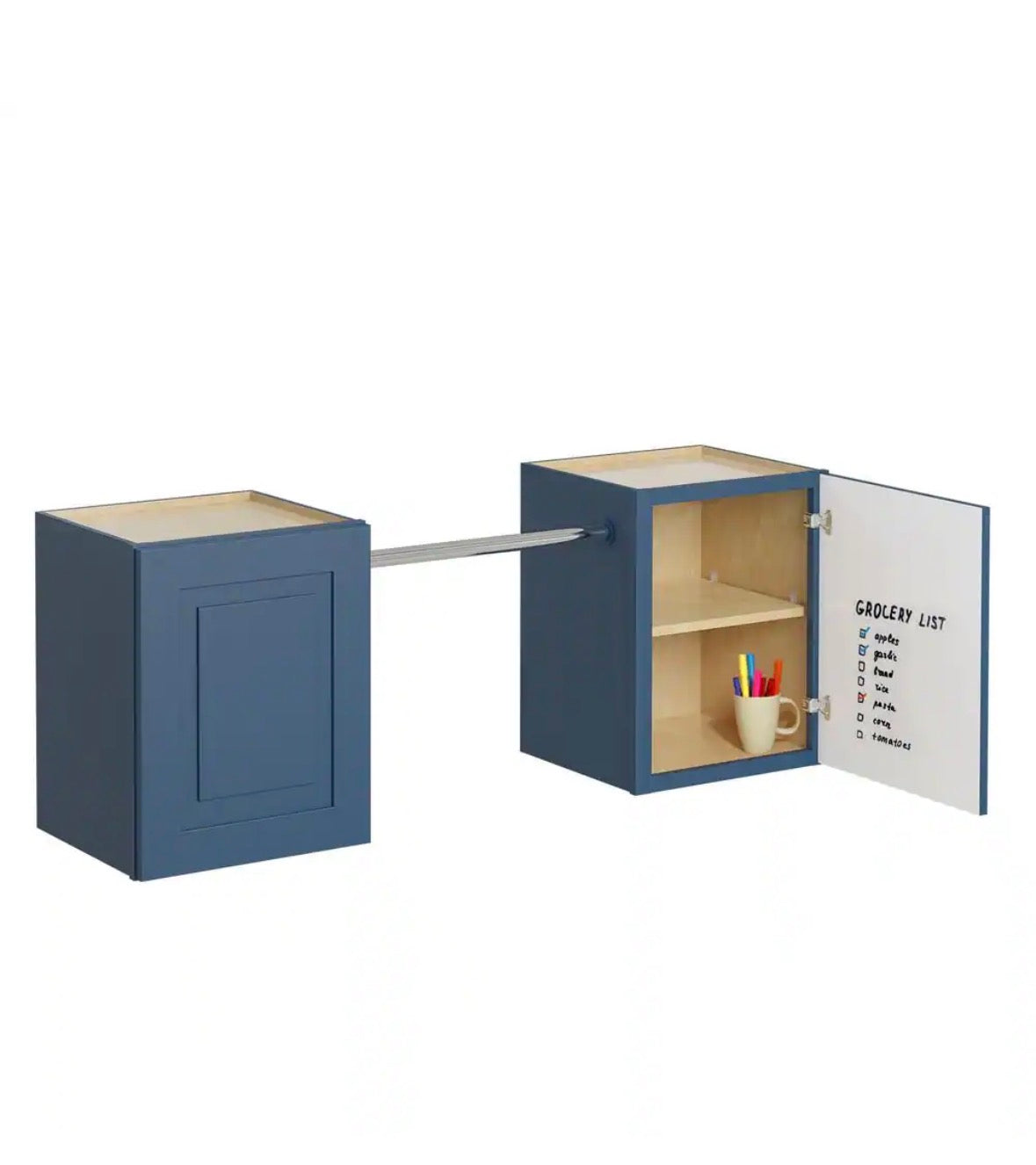 Greenwich Valencia Blue 23 in. H x 58 in. W x 12 in. D Plywood Laundry Room Wall Cabinet andPole ext 76 in. w/ 2 Shelves