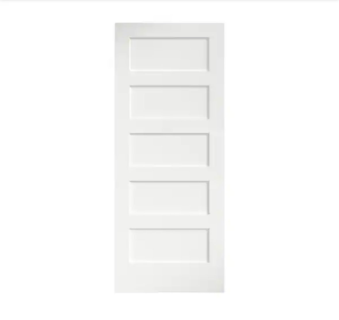 24 in. x 80 in. x 1-3/8 in. Shaker White Primed 5-Panel Solid Core Wood Interior Slab Door