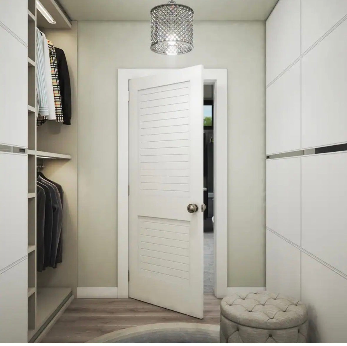 24 in. x 80 in. x 1-3/8 in. White Finished Flat Louver Solid Core Wood Interior Door Slab