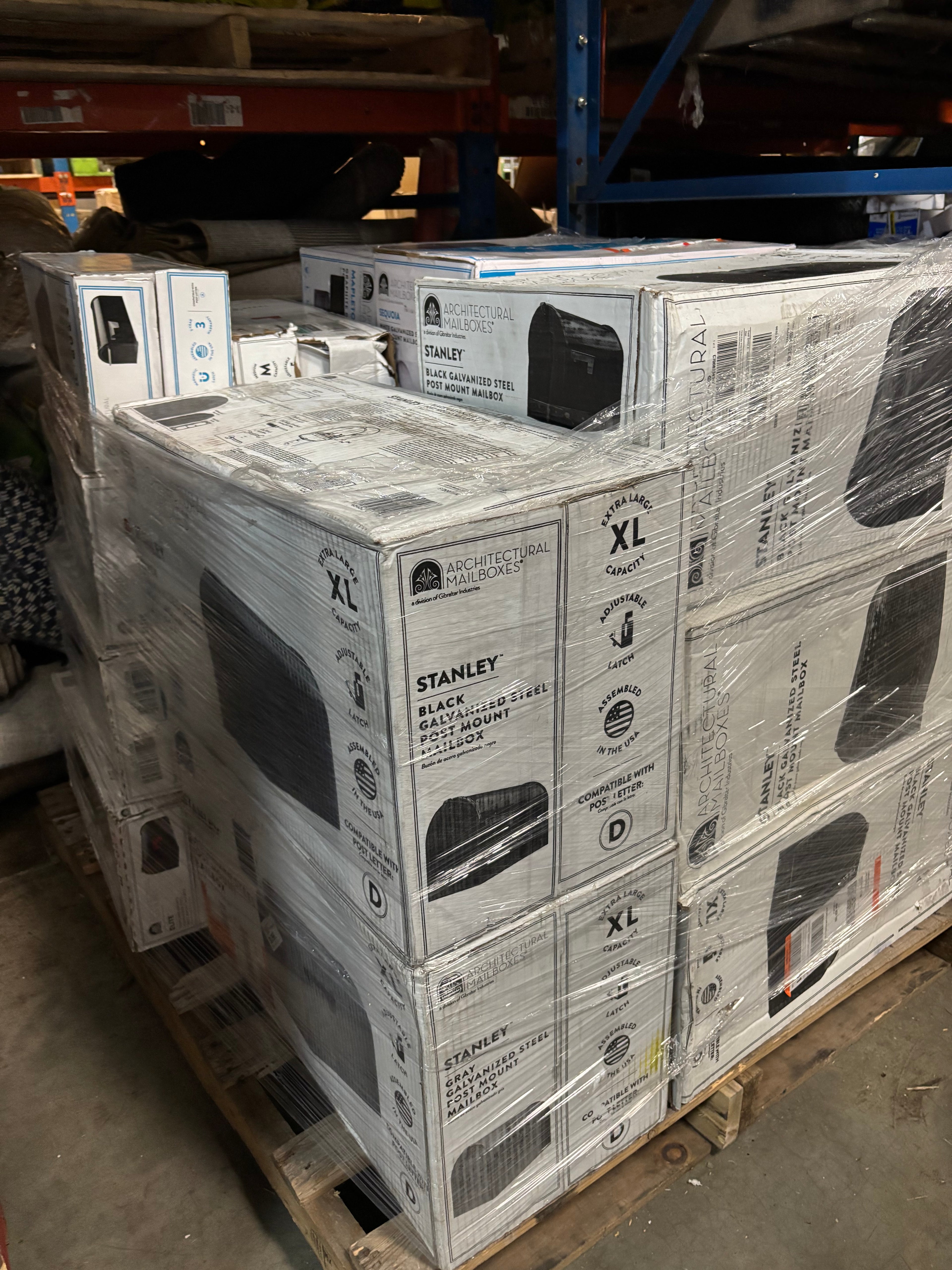 Stanley Black, Extra Large, Steel, Post Mount Mailbox PALLET