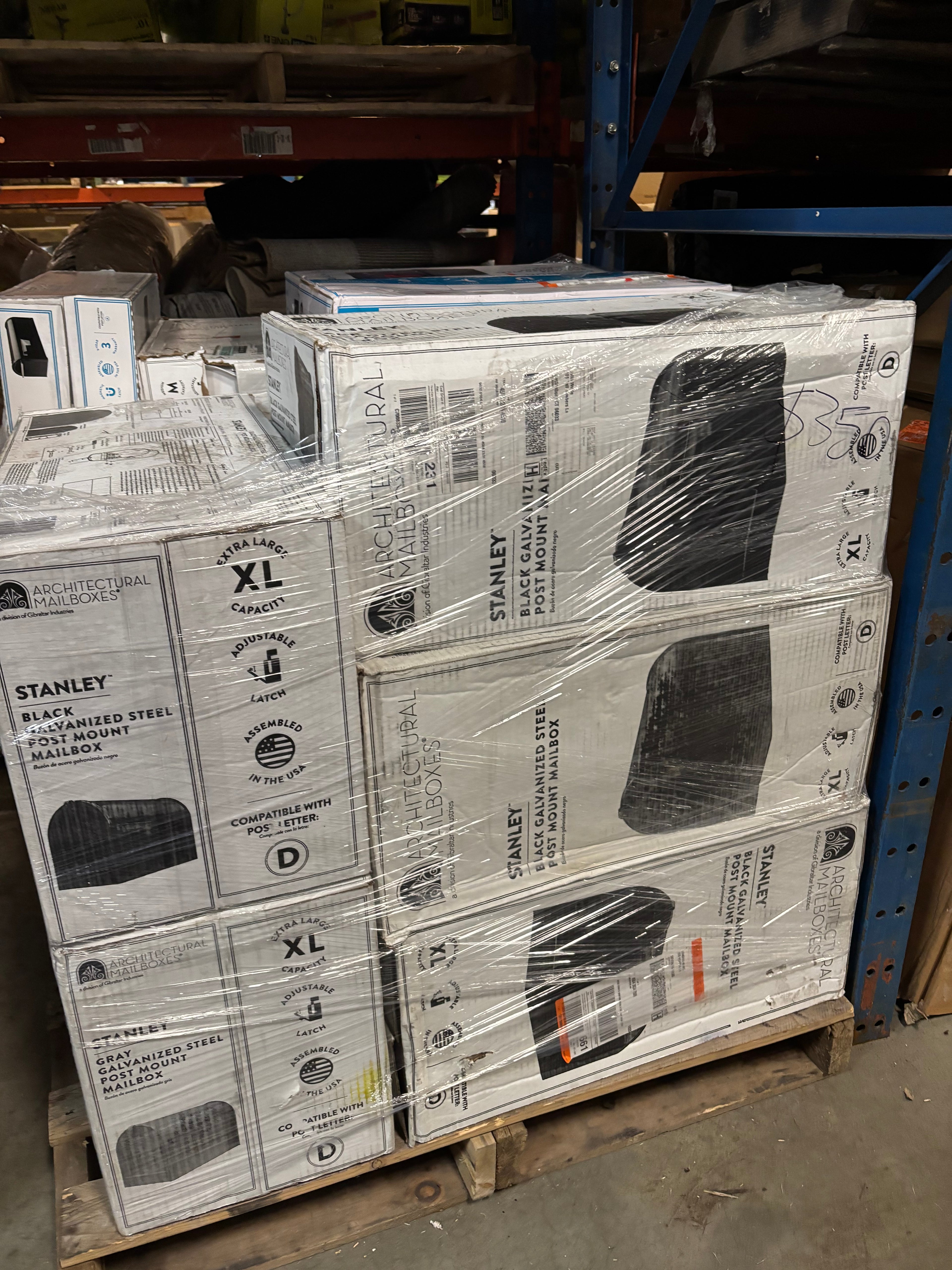 Stanley Black, Extra Large, Steel, Post Mount Mailbox PALLET