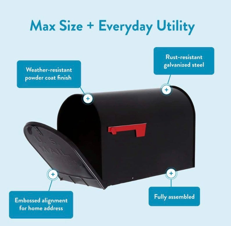 Stanley Black, Extra Large, Steel, Post Mount Mailbox PALLET