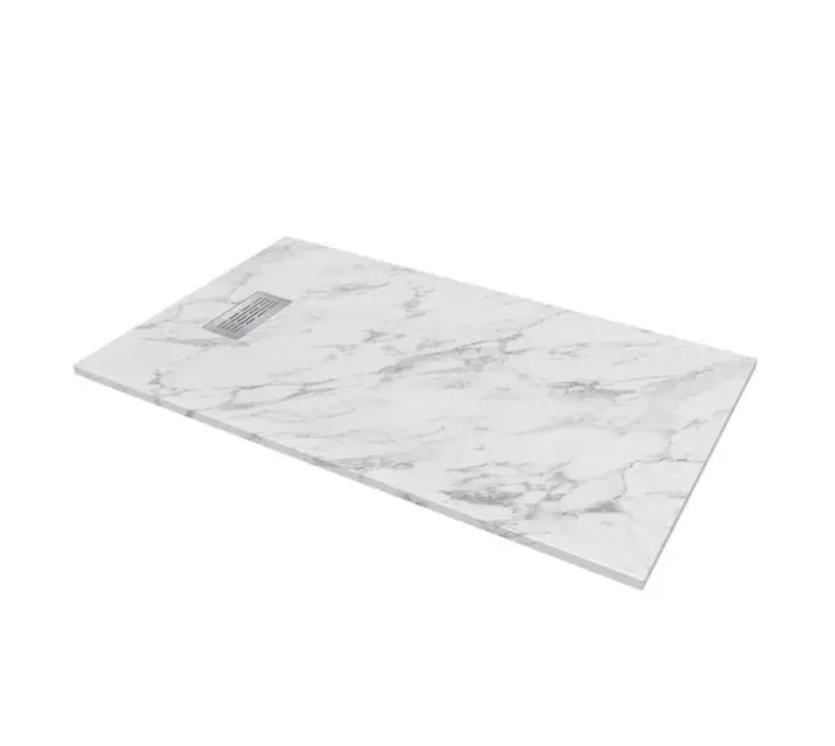 36 in. W x 60 in. L x 1.125 in. H Alcove Solid Composite Stone Shower Pan Base with L/R Drain in Carrara Sand