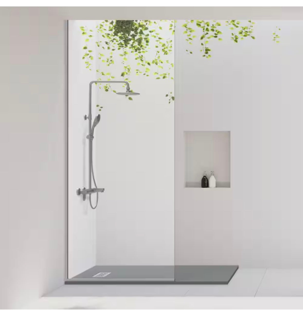 36 in. W x 60 in. L x 1.125 in. H Alcove Solid Composite Stone Shower Pan Base with L/R Drain in Graphite Sand