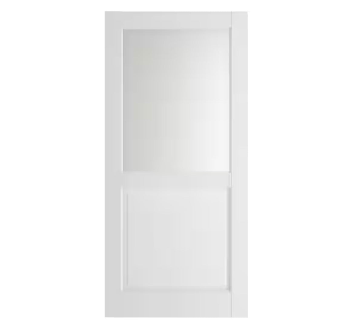 30 in. x 80 in. Solid Core 1/2 Frosted Glass White Primed Composite MDF Interior Door Slab