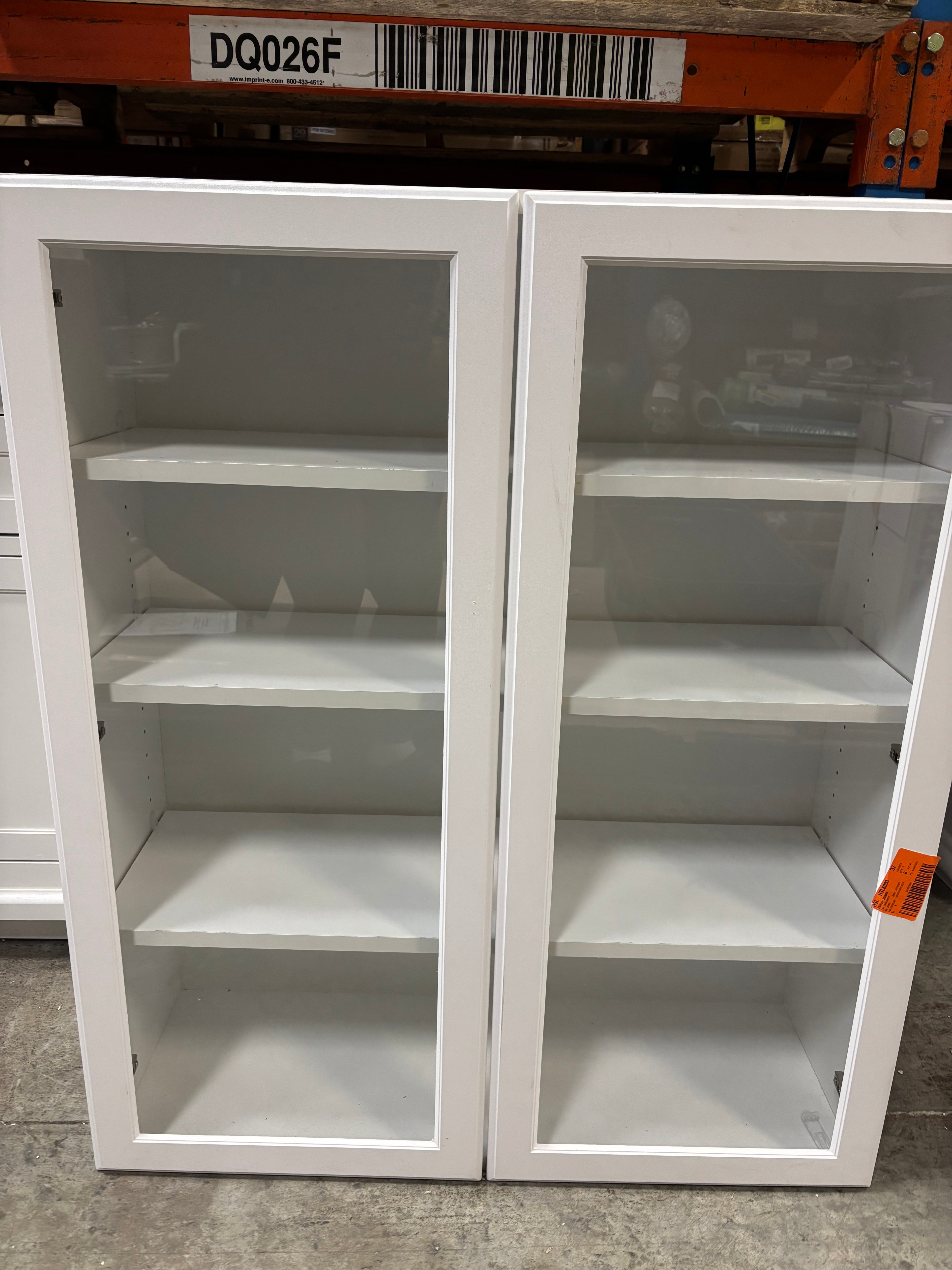 Designer Series Elgin 36 in. W x 12 in. D x 42 in. H Assembled Raised Panel Glass Door Wall Kitchen Cabinet in White